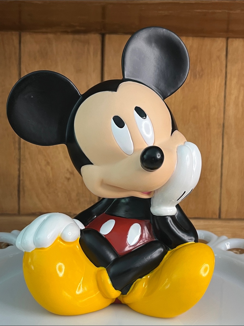 Vintage Mickey Mouse Piggy Bank! “thinking about all his money” By Applause